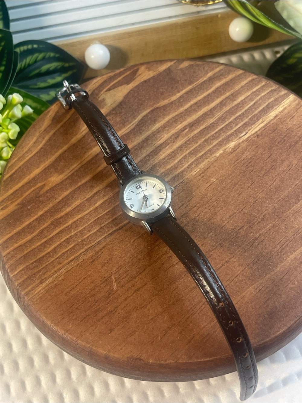 TokyoBay Women’s Brown Leather Quartz Watch Small Face Genuine Calf Leather